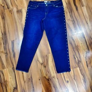 Dark Denim skinny jeans with Pearl detail size 17